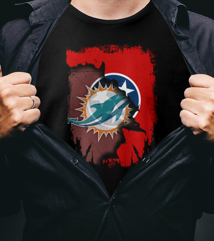 Miami Dolphins And Tennessee State Unity Fusion T-Shirt
