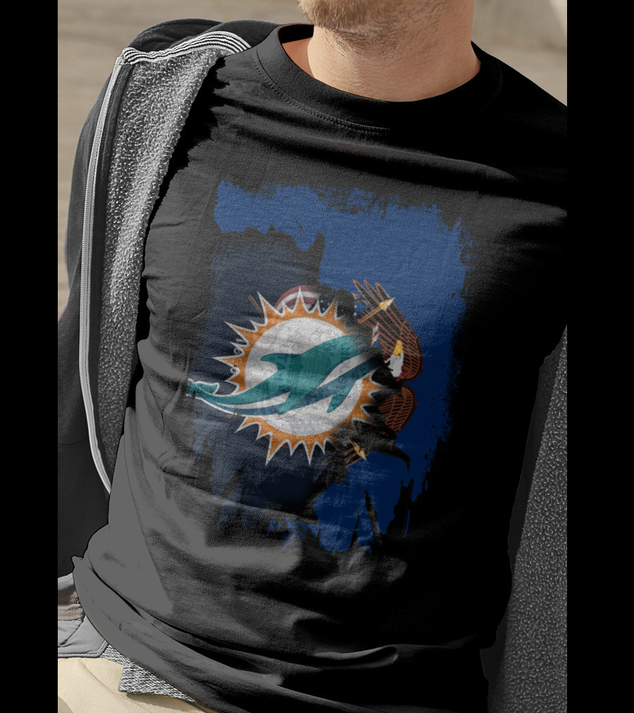 Together Utah With Dolphins Miami Symbol Eagle Feathers T-Shirt