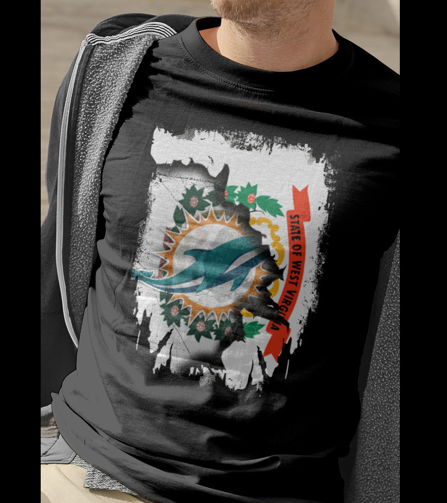 State Of West Virginia Dolphins Logo Fusion T-Shirt
