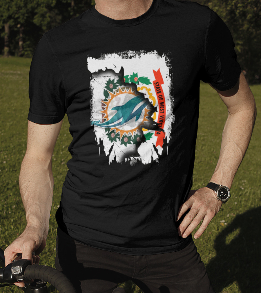 State Of West Virginia Dolphins Logo Fusion T-Shirt