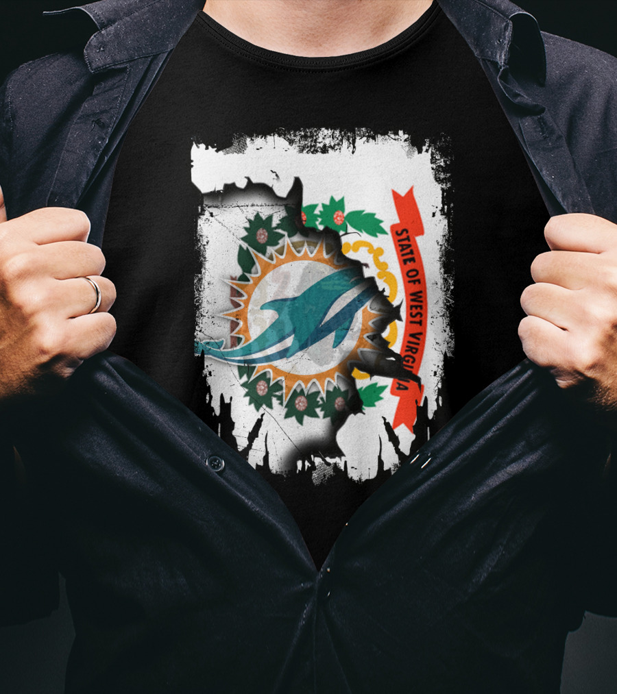 State Of West Virginia Dolphins Logo Fusion T-Shirt