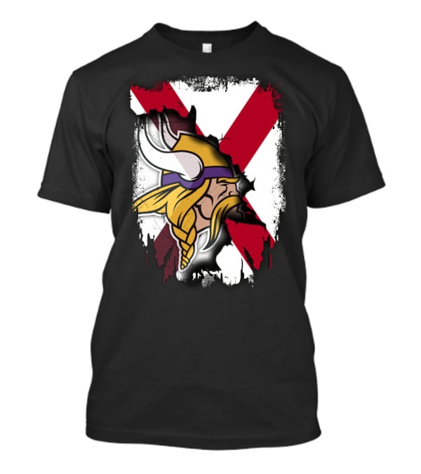 Alabama Vikings United With Crossed Flag T-Shirt