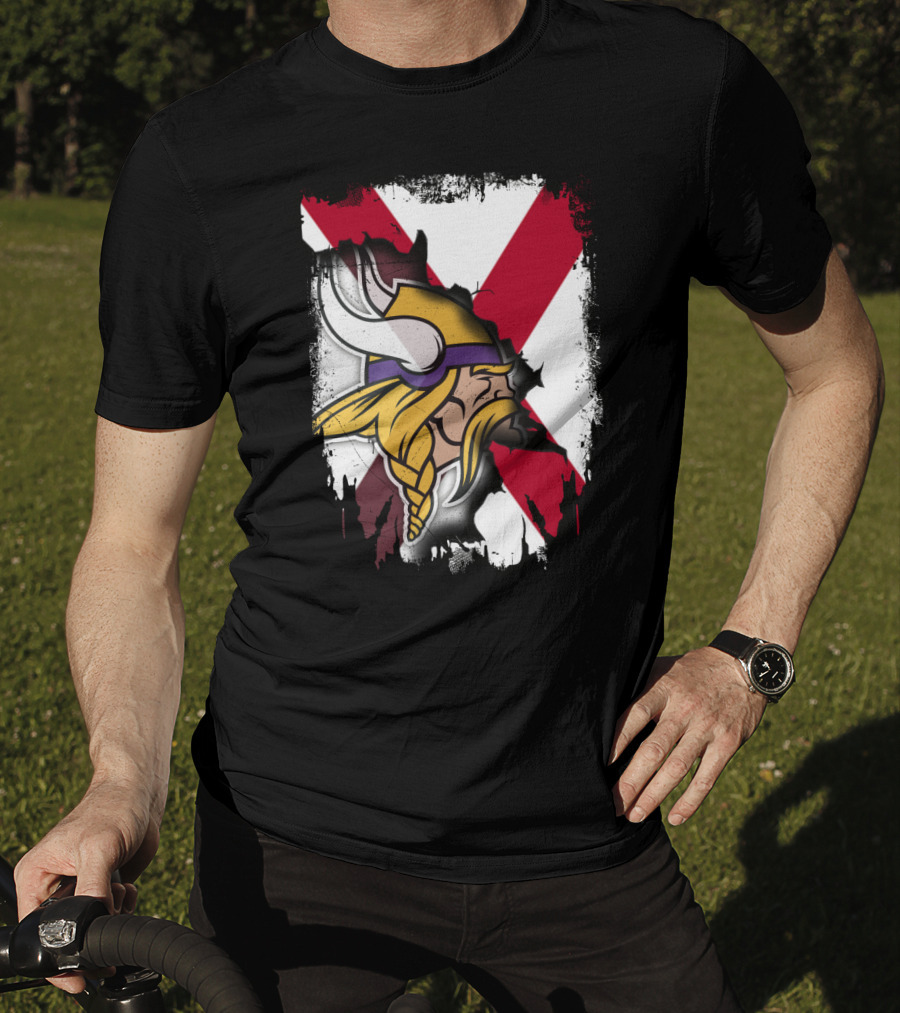 Alabama Vikings United With Crossed Flag T-Shirt