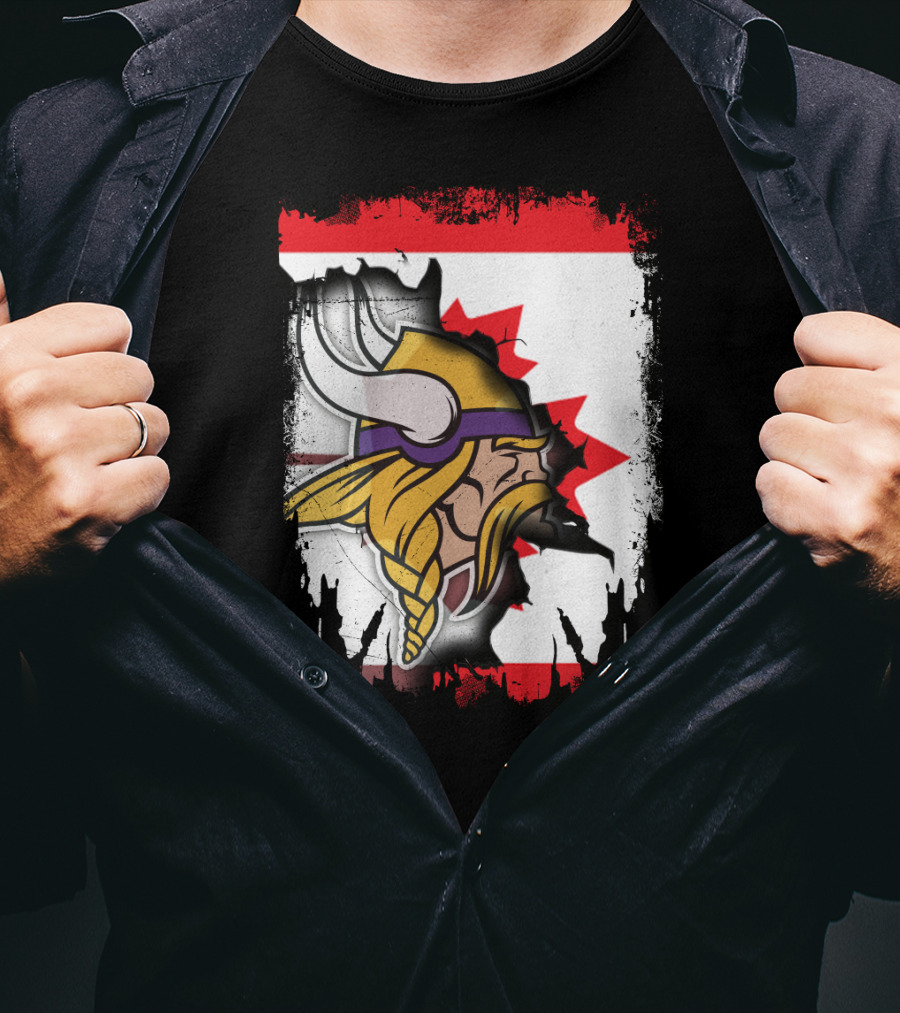 Minnesota Vikings And Canada Fusion Flag T-Shirt