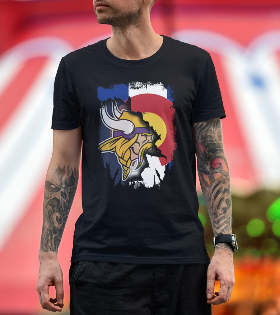 Together Colorado Vikings Emblem and Flag Fusion T-Shirt