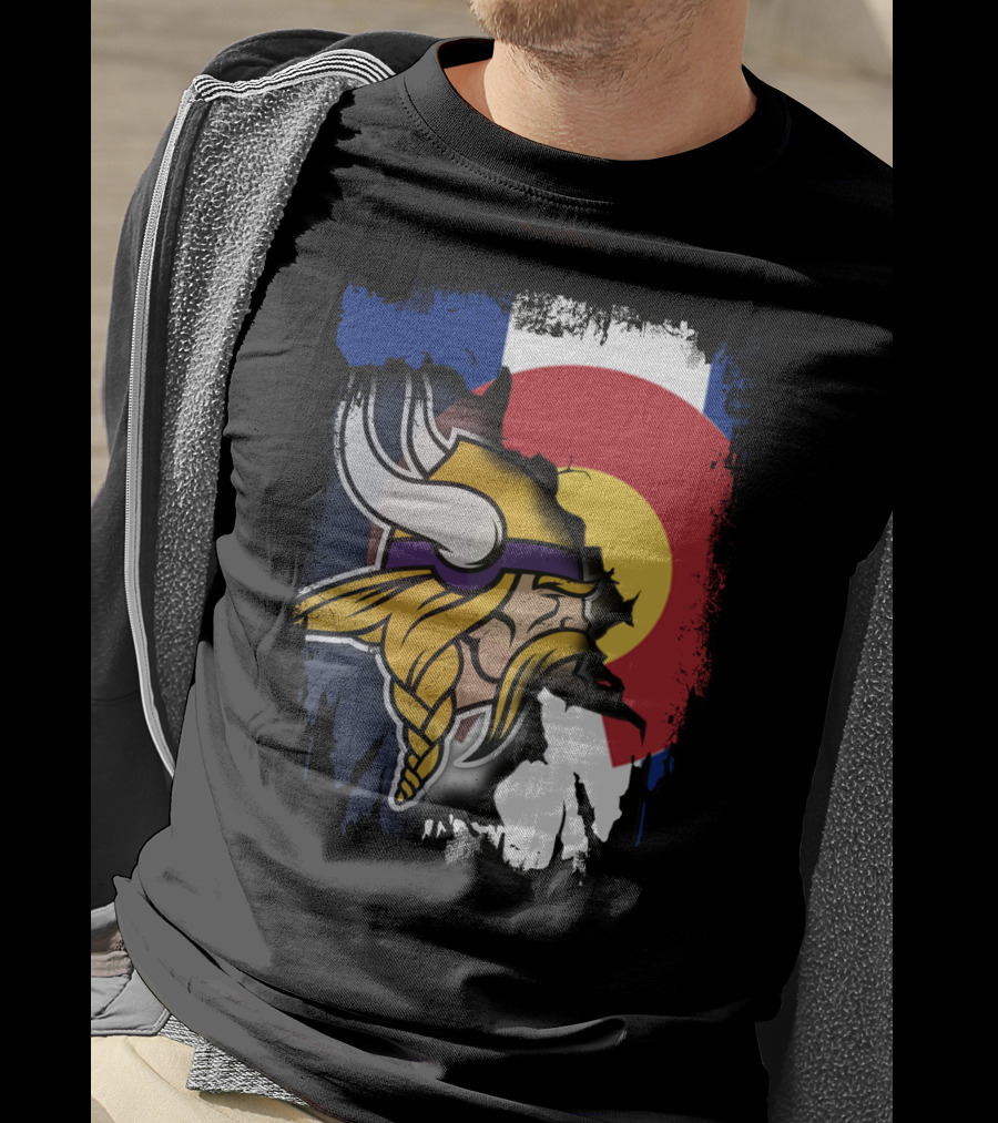 Together Colorado Vikings Emblem And Flag Fusion T-Shirt