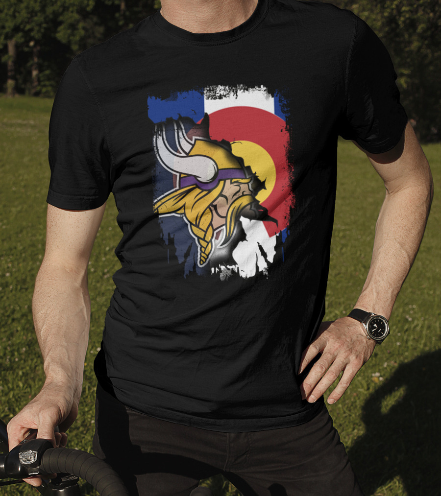 Together Colorado Vikings Emblem And Flag Fusion T-Shirt