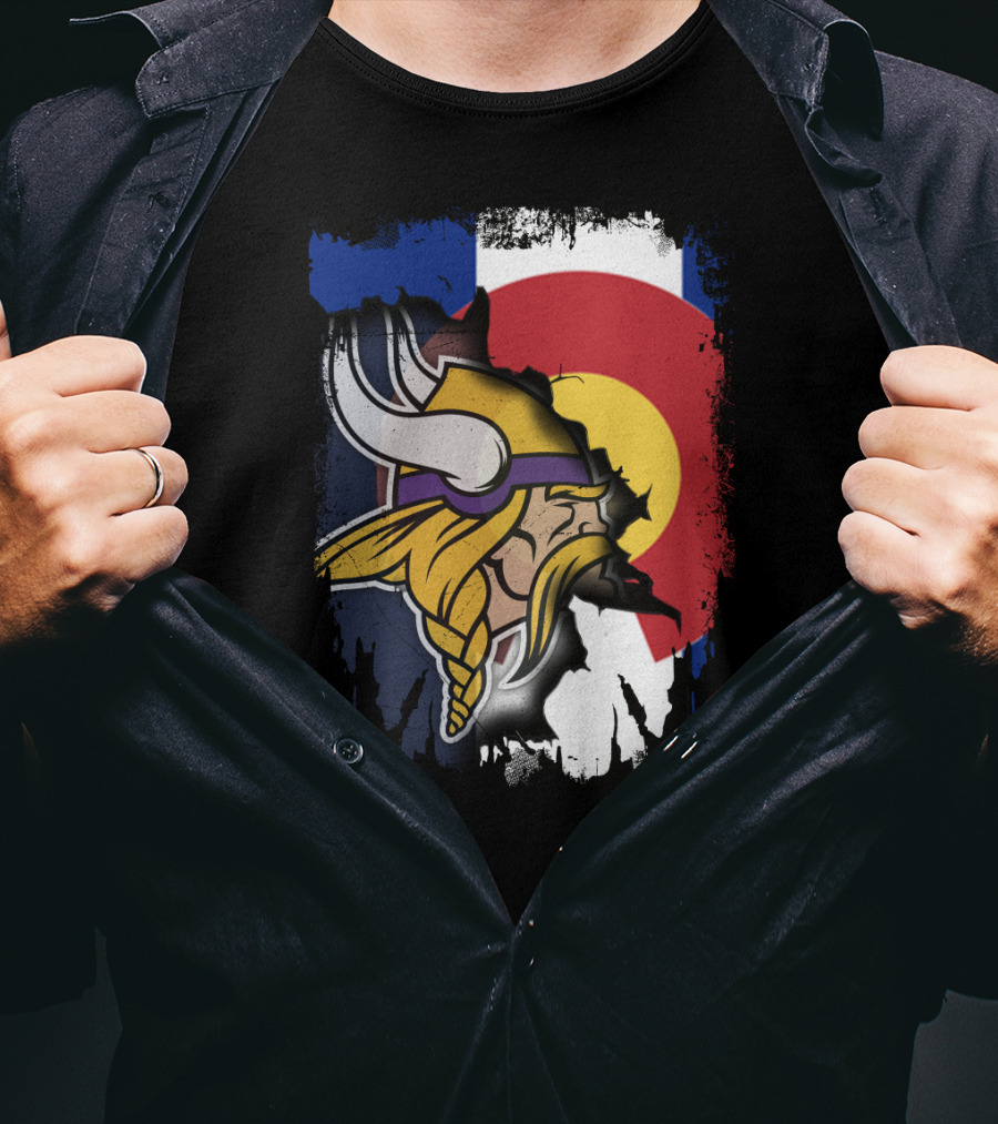 Together Colorado Vikings Emblem And Flag Fusion T-Shirt