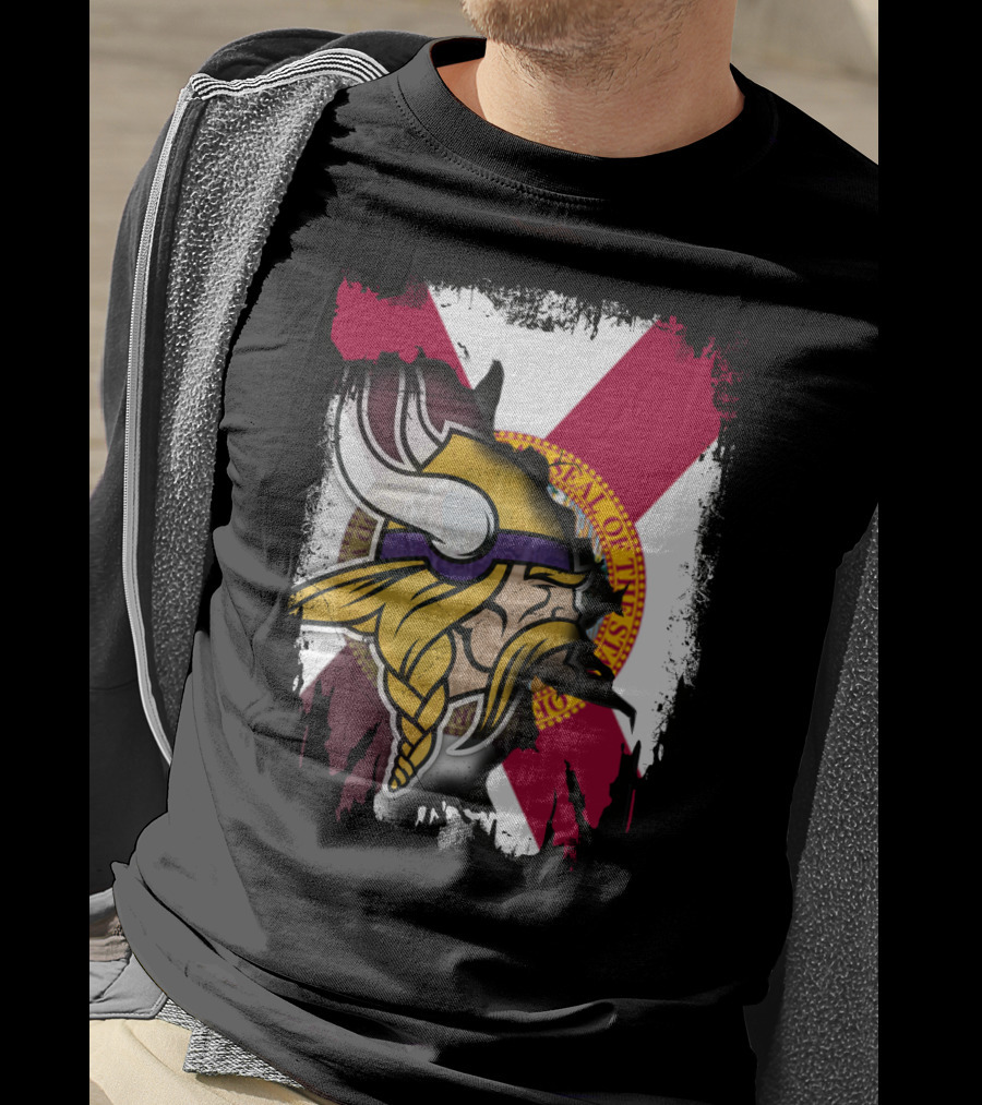 Florida State Flag With Minnesota Vikings Helmet T-Shirt