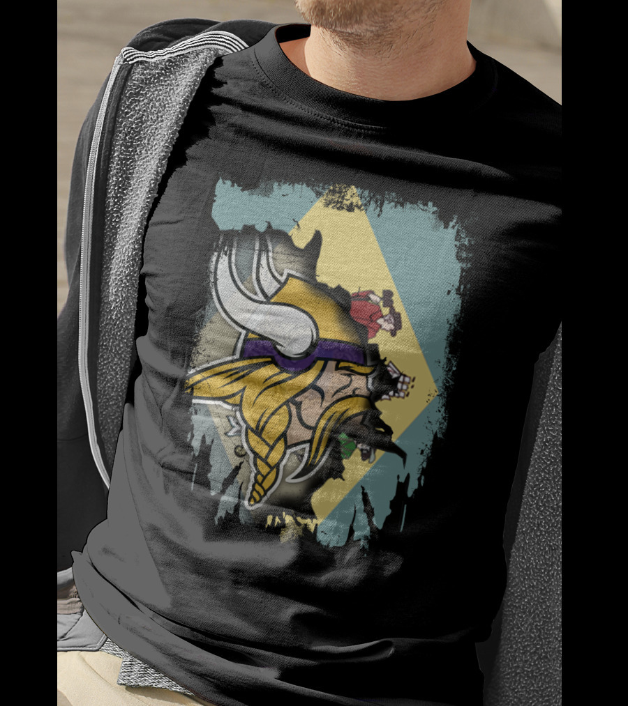 Together Delaware Viking Helmet Overlapping State Flag And Historical Figures T-Shirt