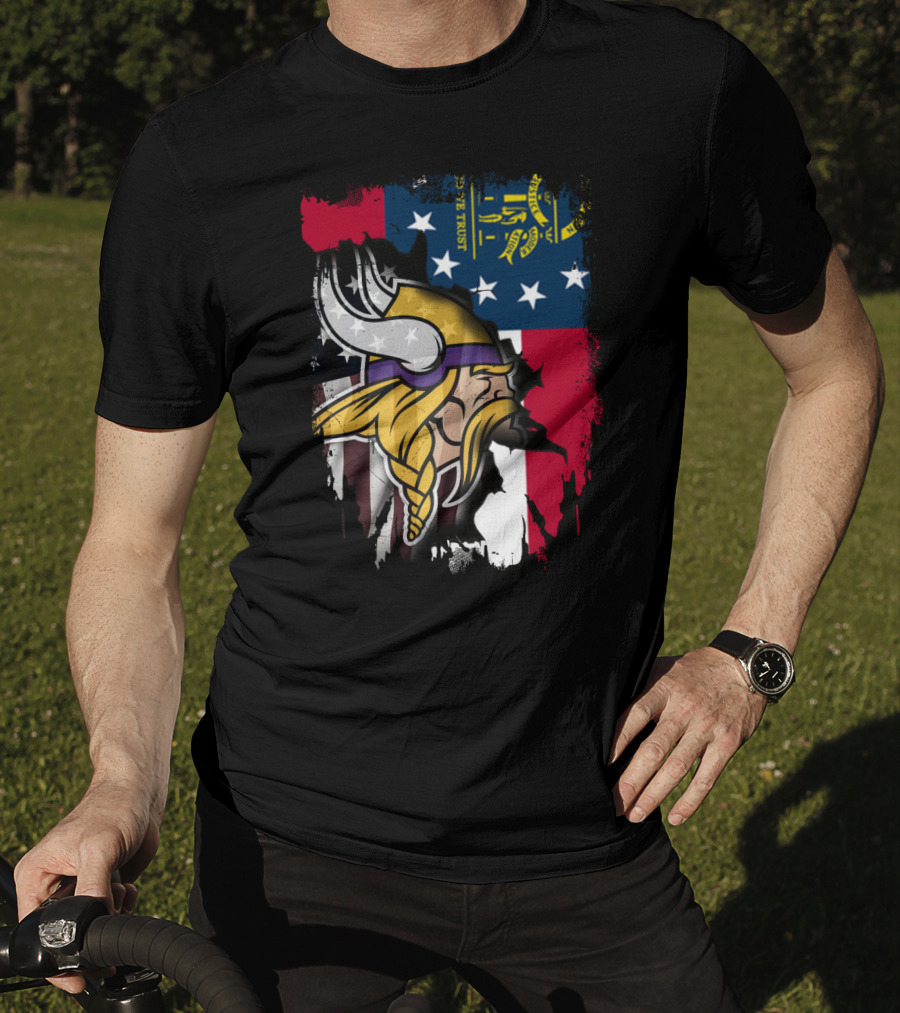 Georgia Flag With Vikings Fusion T-Shirt