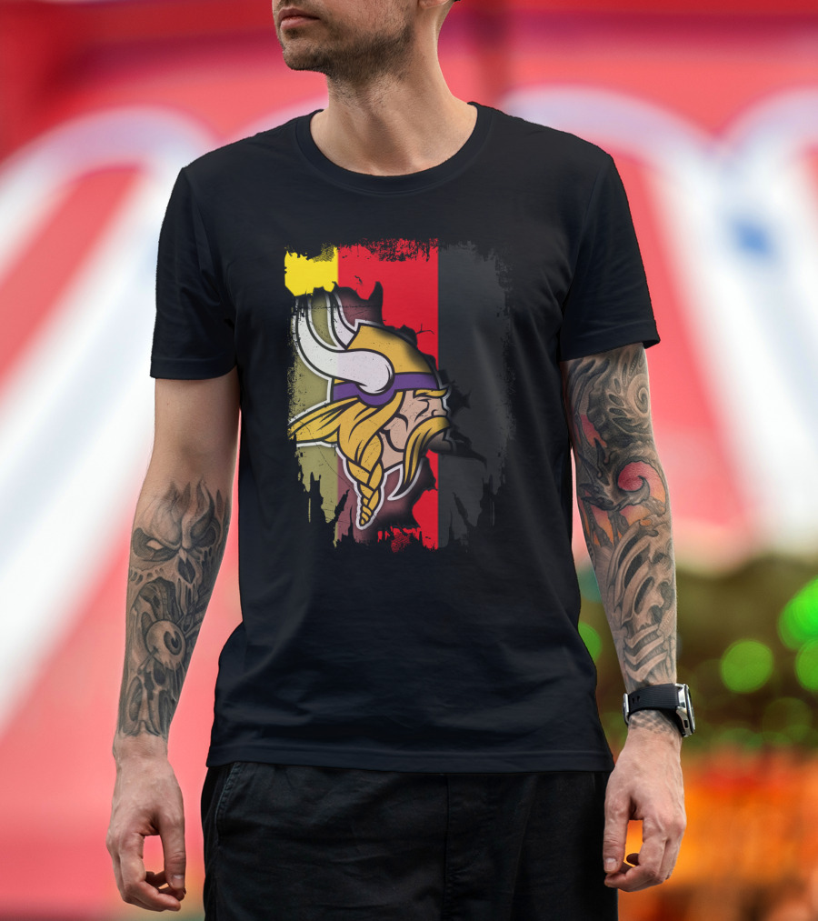 Together Germany With Vikings Logo And Flag Fusion T-Shirt