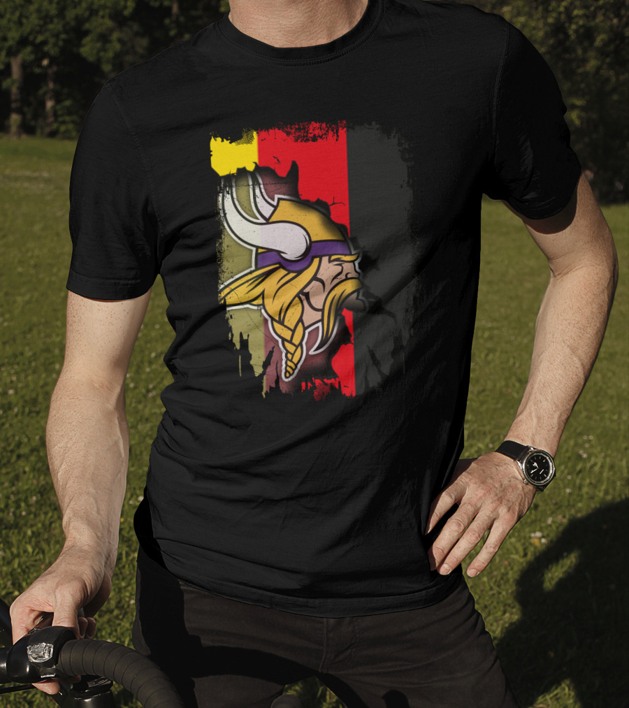 Together Germany With Vikings Logo And Flag Fusion T-Shirt