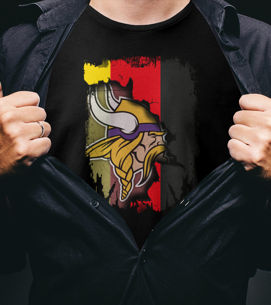 Together Germany With Vikings Logo And Flag Fusion T-Shirt