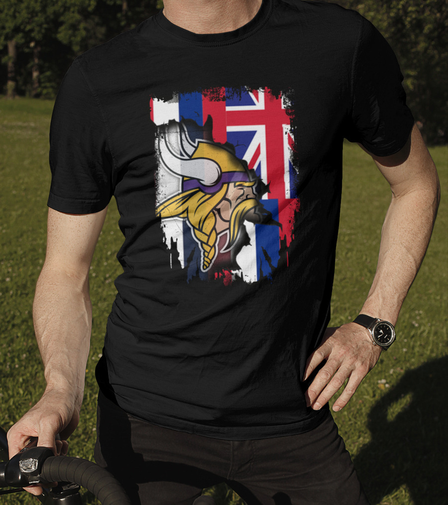 Hawaii Union Jack With Vikings Head T-Shirt