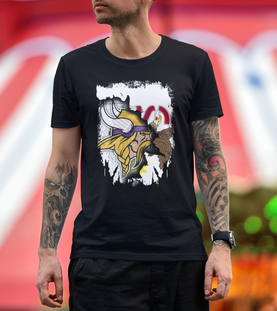 Illinois State Seal with Vikings Helmet Profile T-Shirt