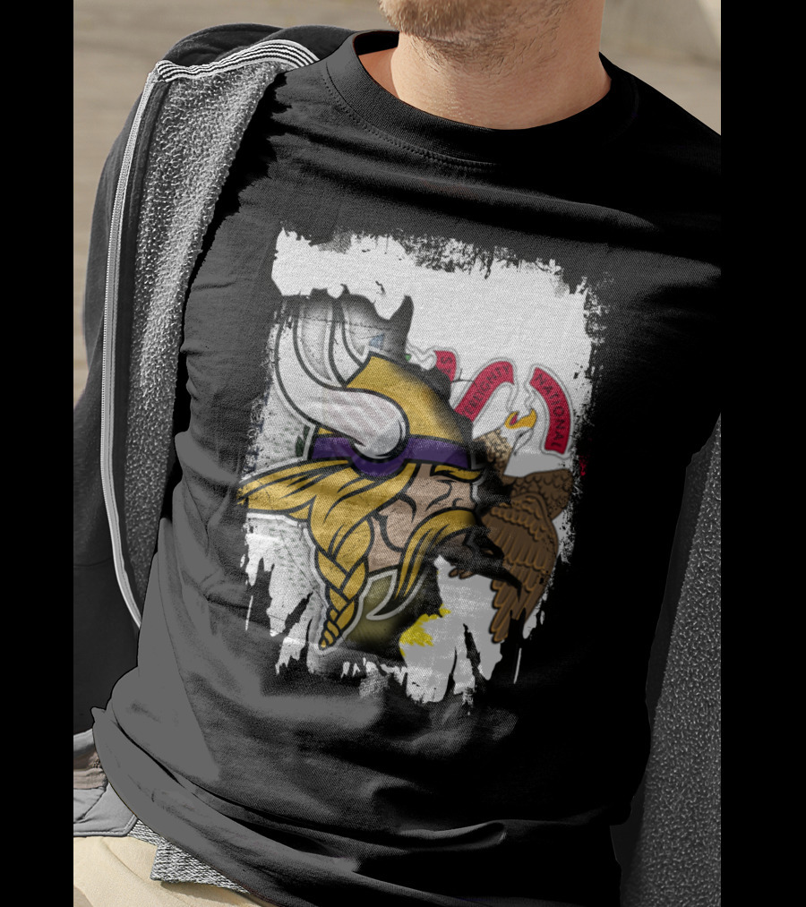 Illinois State Seal With Vikings Helmet Profile T-Shirt
