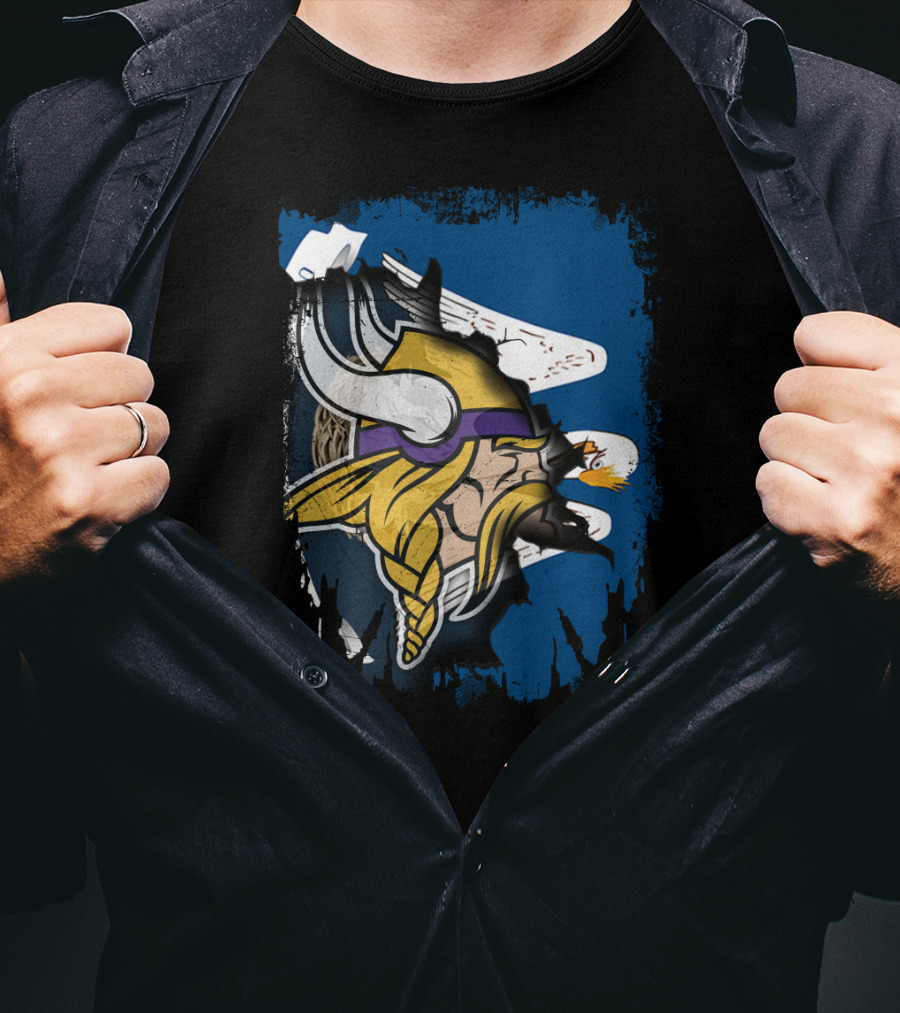 Together Louisiana With Vikings Minnesota Football Fusion T-Shirt