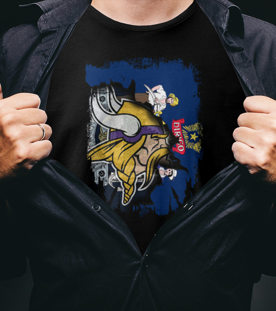 Maine Dirigo Vikings Helmet With State Flag Elements T-Shirt