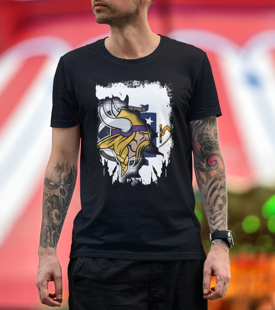 Massachusetts Viking Head State Flag Mashup T-Shirt