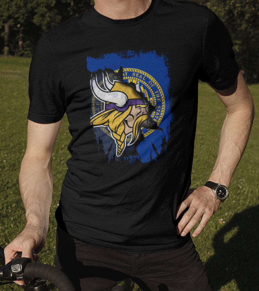 Together Nebraska Seal With Vikings Helmet T-Shirt