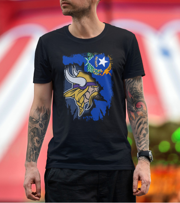 Premium T-Shirt: Nevada State Flag Meets Vikings Helmet Emblem T-Shirt Nevada State Flag Meets Vikings Helmet Emblem T-Shirt