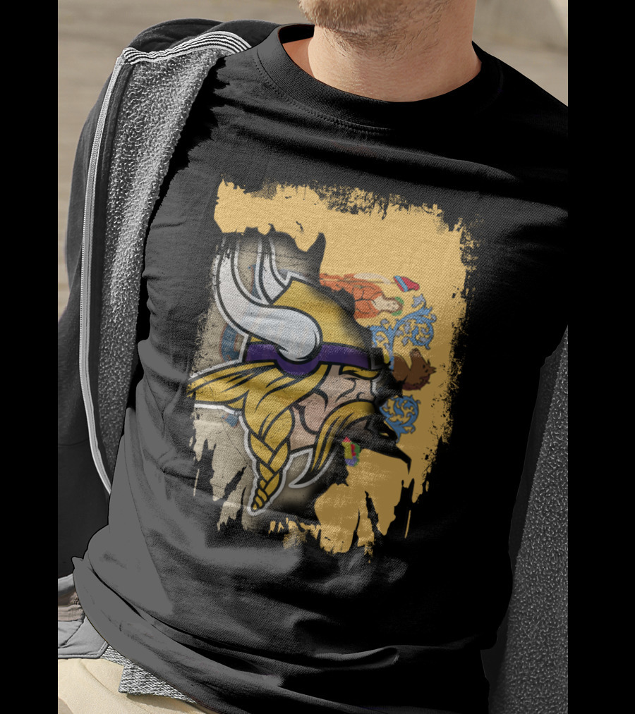 New Jersey State Emblem Merged With Vikings T-Shirt