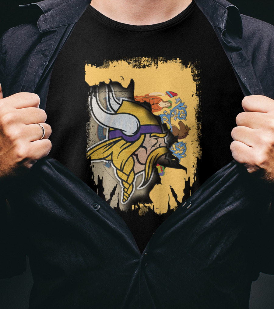 New Jersey State Emblem Merged With Vikings T-Shirt