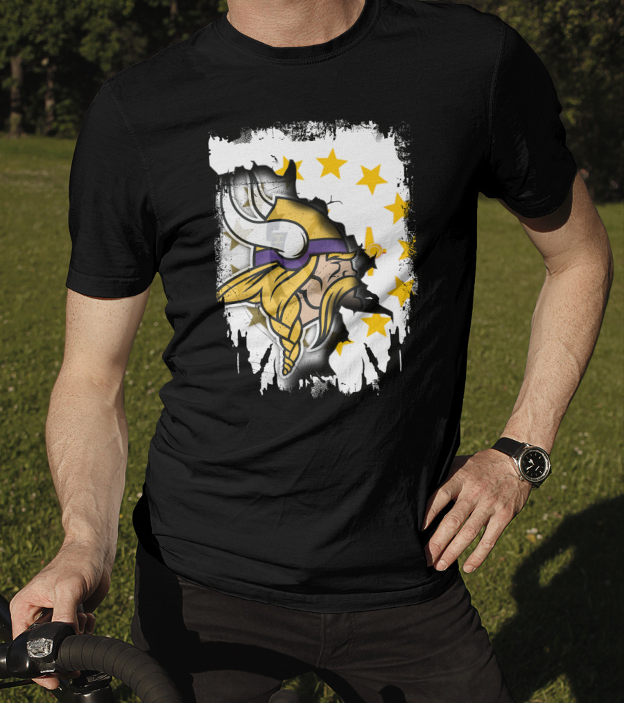 Rhode Island With Vikings And Stars T-Shirt