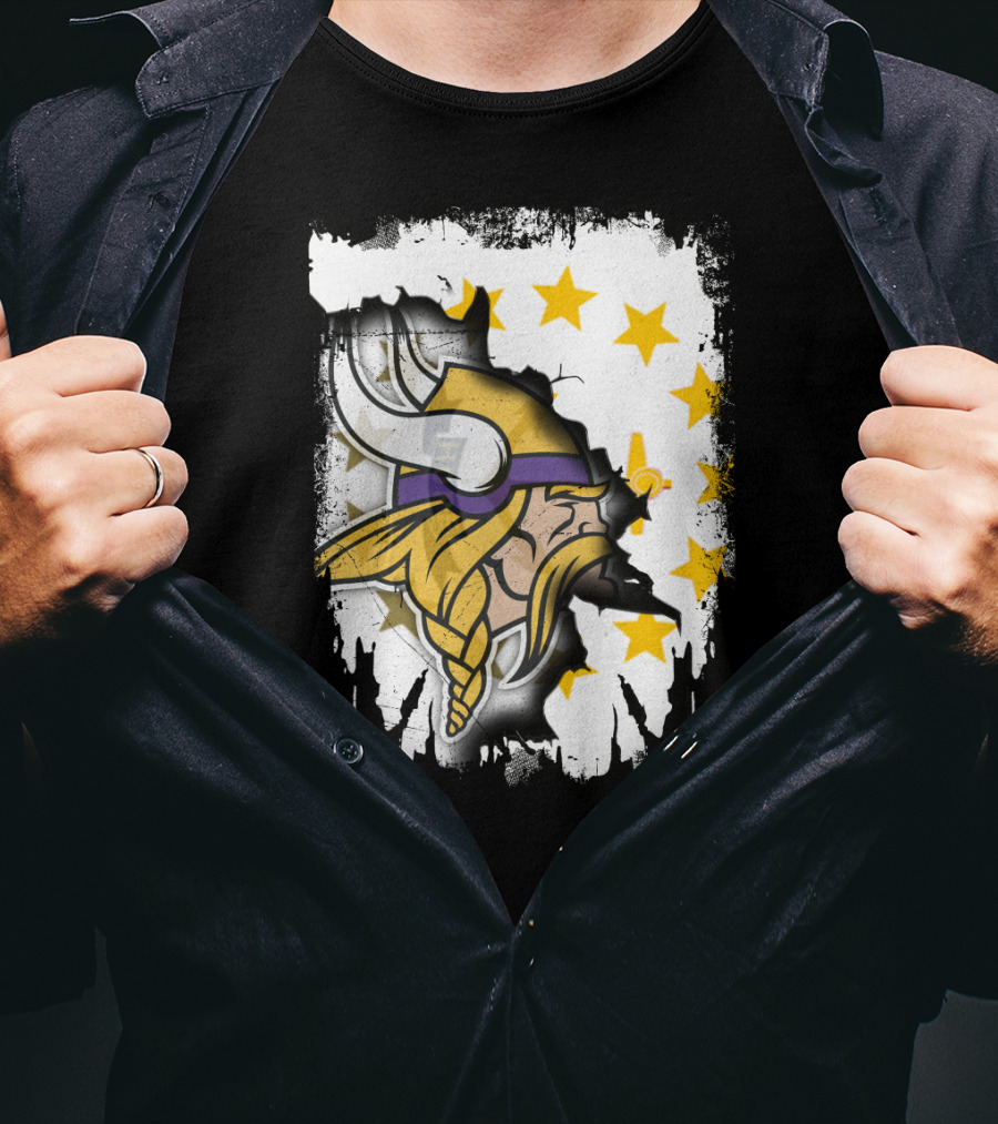 Rhode Island With Vikings And Stars T-Shirt