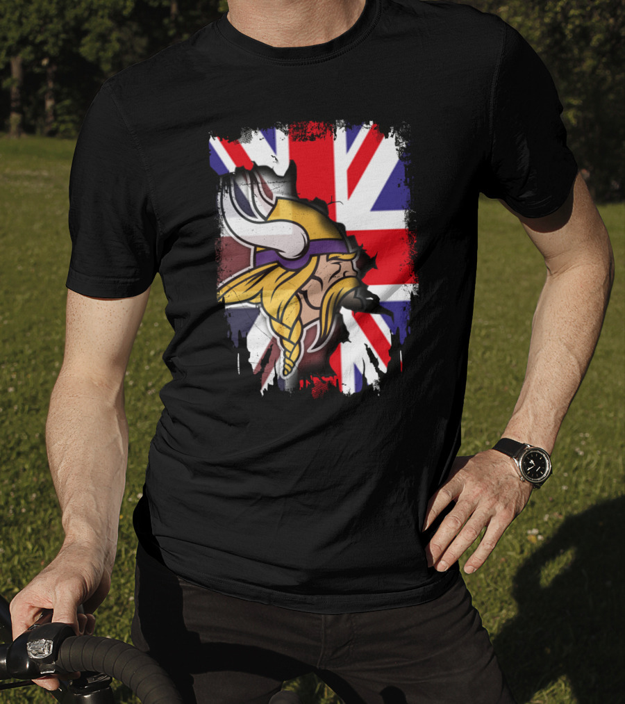 United Kingdom Flag With Viking Warrior Helmet T-Shirt
