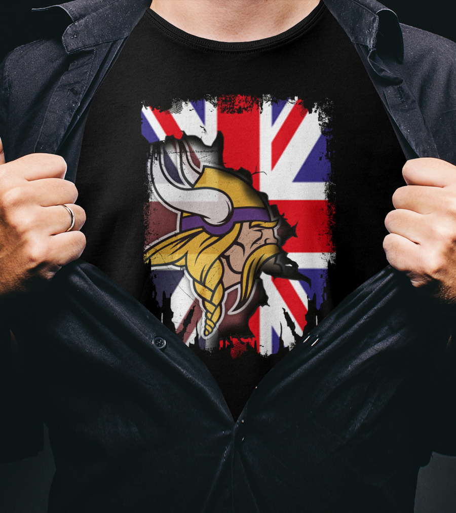 United Kingdom Flag With Viking Warrior Helmet T-Shirt