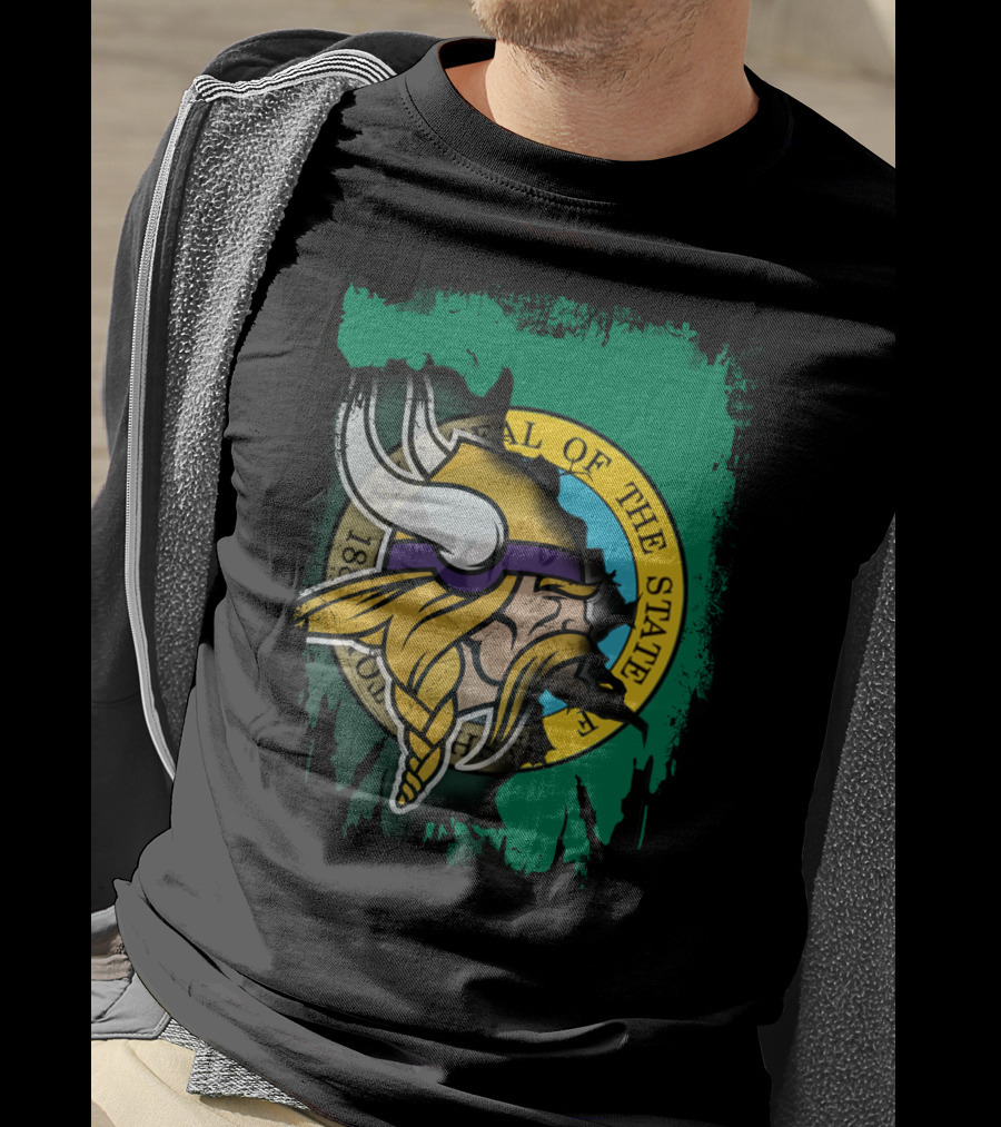 Washington State Seal With Vikings Head T-Shirt