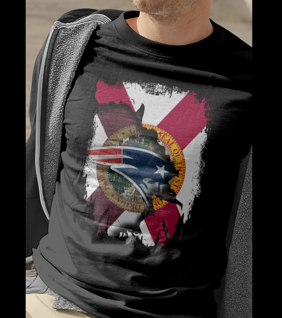 Florida State Seal And New England Patriots Logo Together T-Shirt
