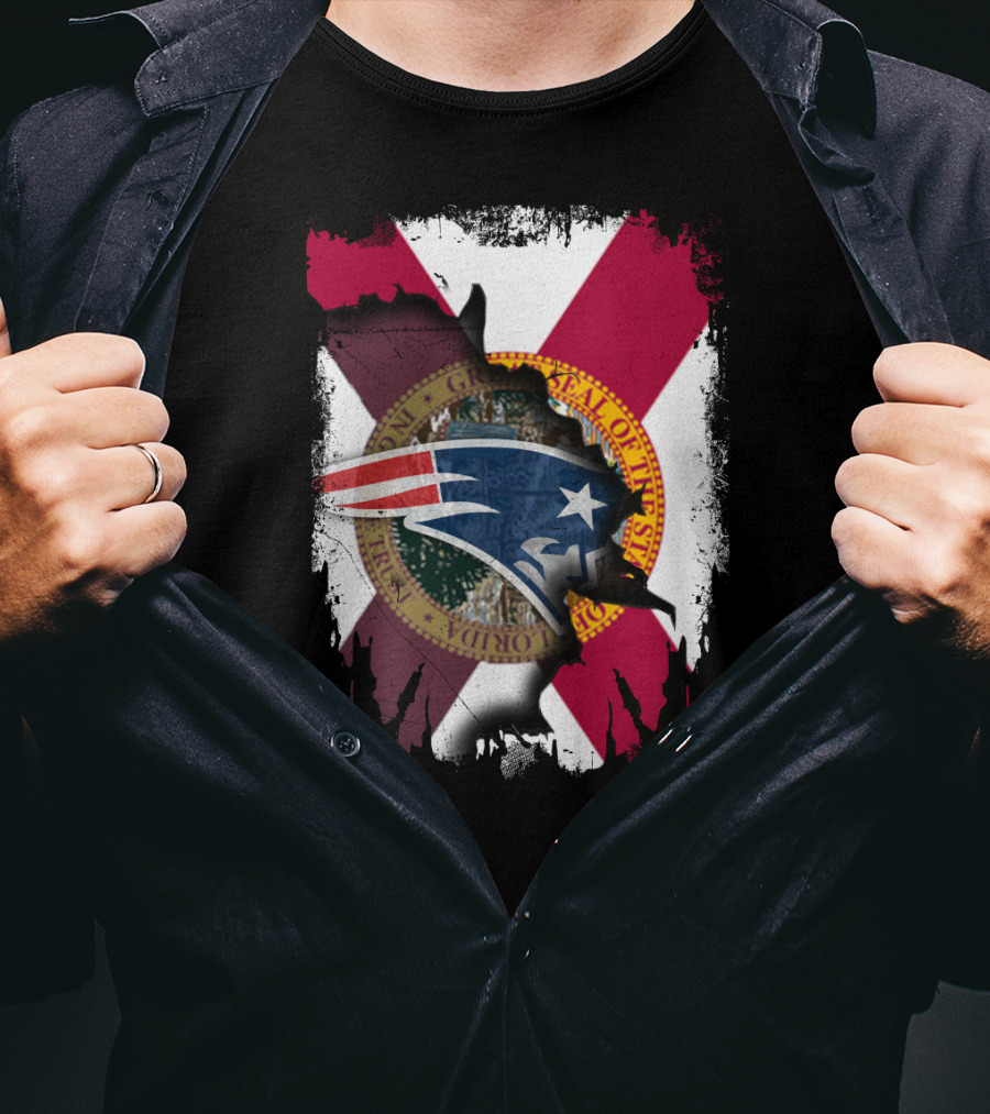 Florida State Seal And New England Patriots Logo Together T-Shirt