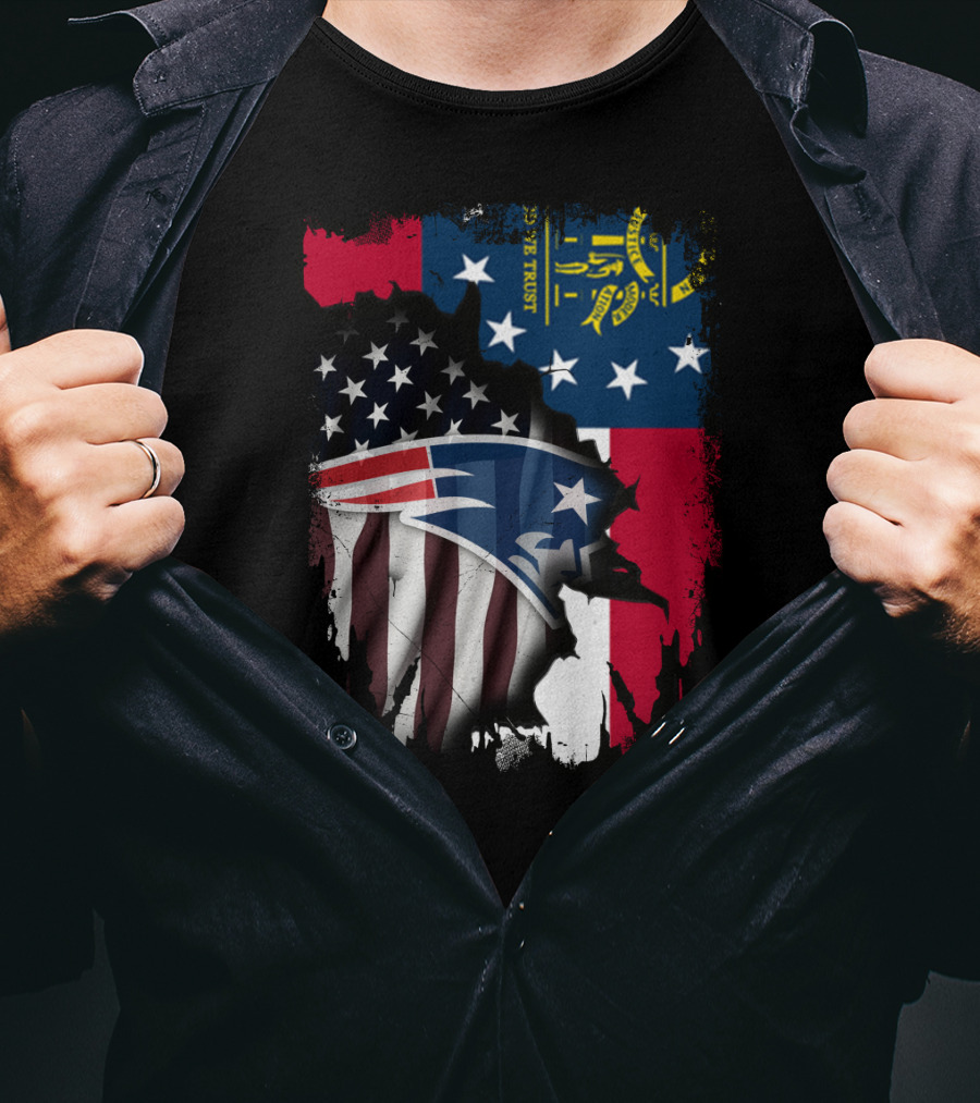 Georgia State Flag New England Patriots American Flag Fusion T-Shirt