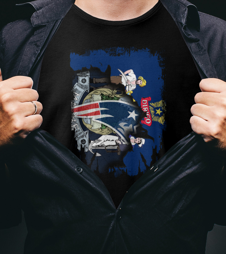 Maine State And Patriots United Together With Dirigo Motto T-Shirt