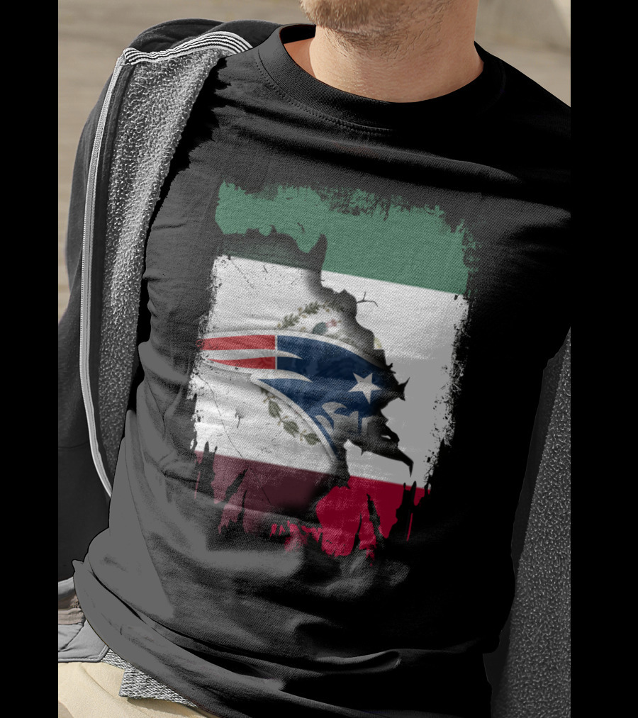 Together With Mexico And Patriots Flag T-Shirt