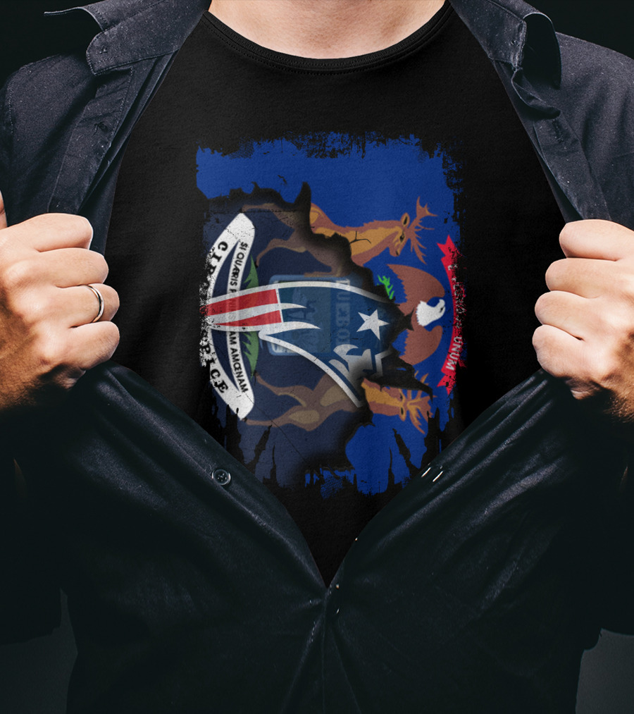 Michigan Pride With Patriots Crest Overlay T-Shirt