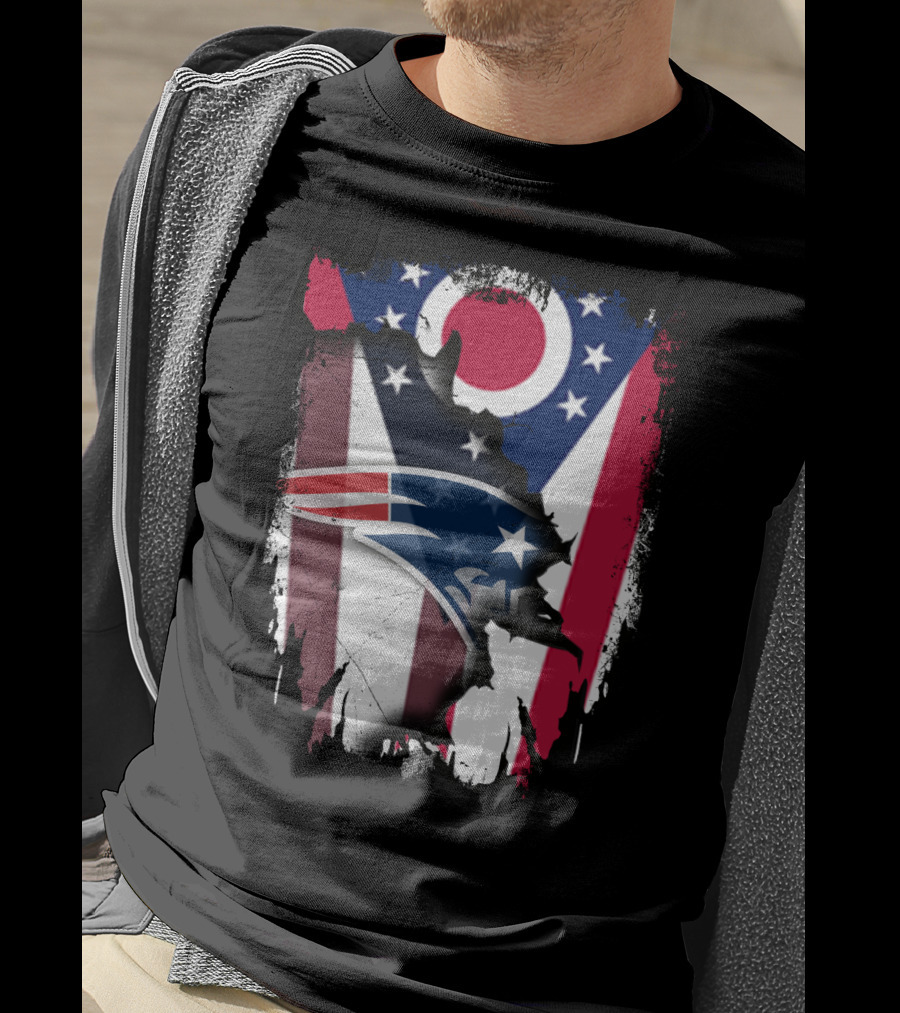 Ohio Flag With New England Patriots Logo Integration T-Shirt