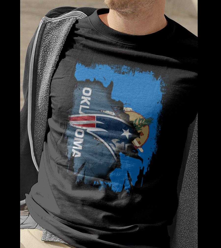 OKLAHOMA Patriots Map Flag Fusion Together T-Shirt