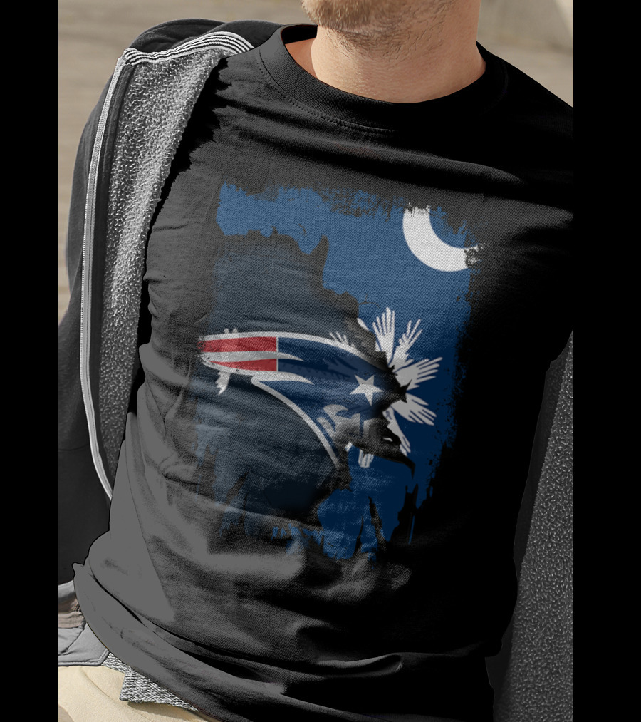 Together South Carolina With New England Patriots Logo And State Flag Elements T-Shirt