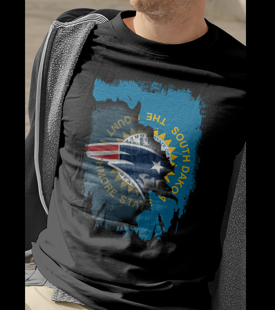 South Dakota Pride With Patriots Logo Overlay T-Shirt