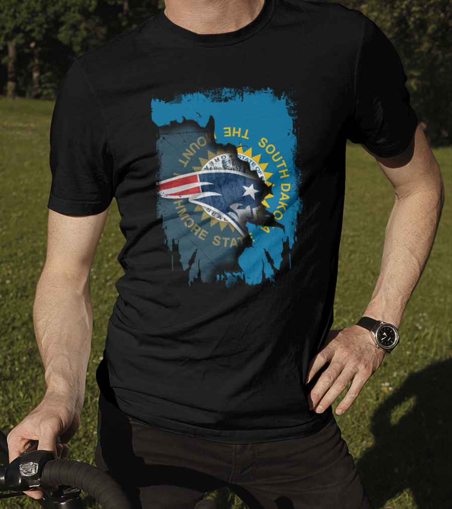 South Dakota Pride With Patriots Logo Overlay T-Shirt
