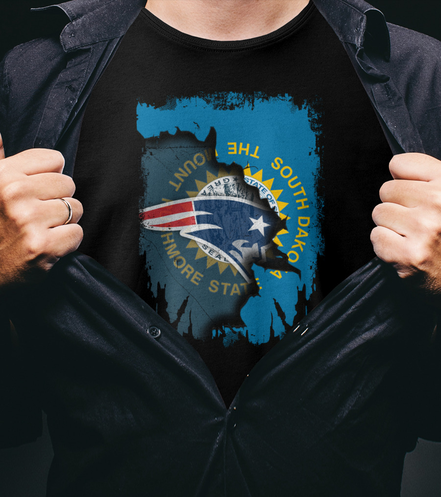 South Dakota Pride With Patriots Logo Overlay T-Shirt
