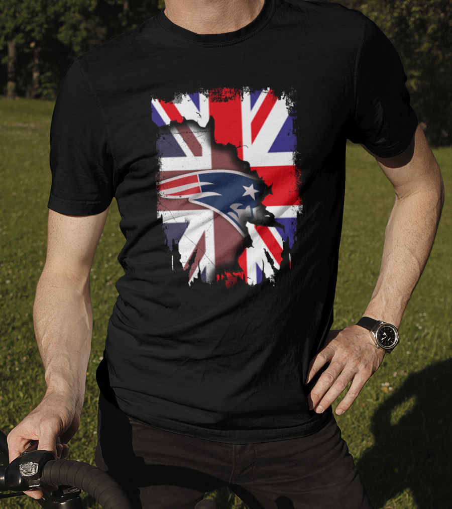 Union Jack And New England Patriots United Together T-Shirt
