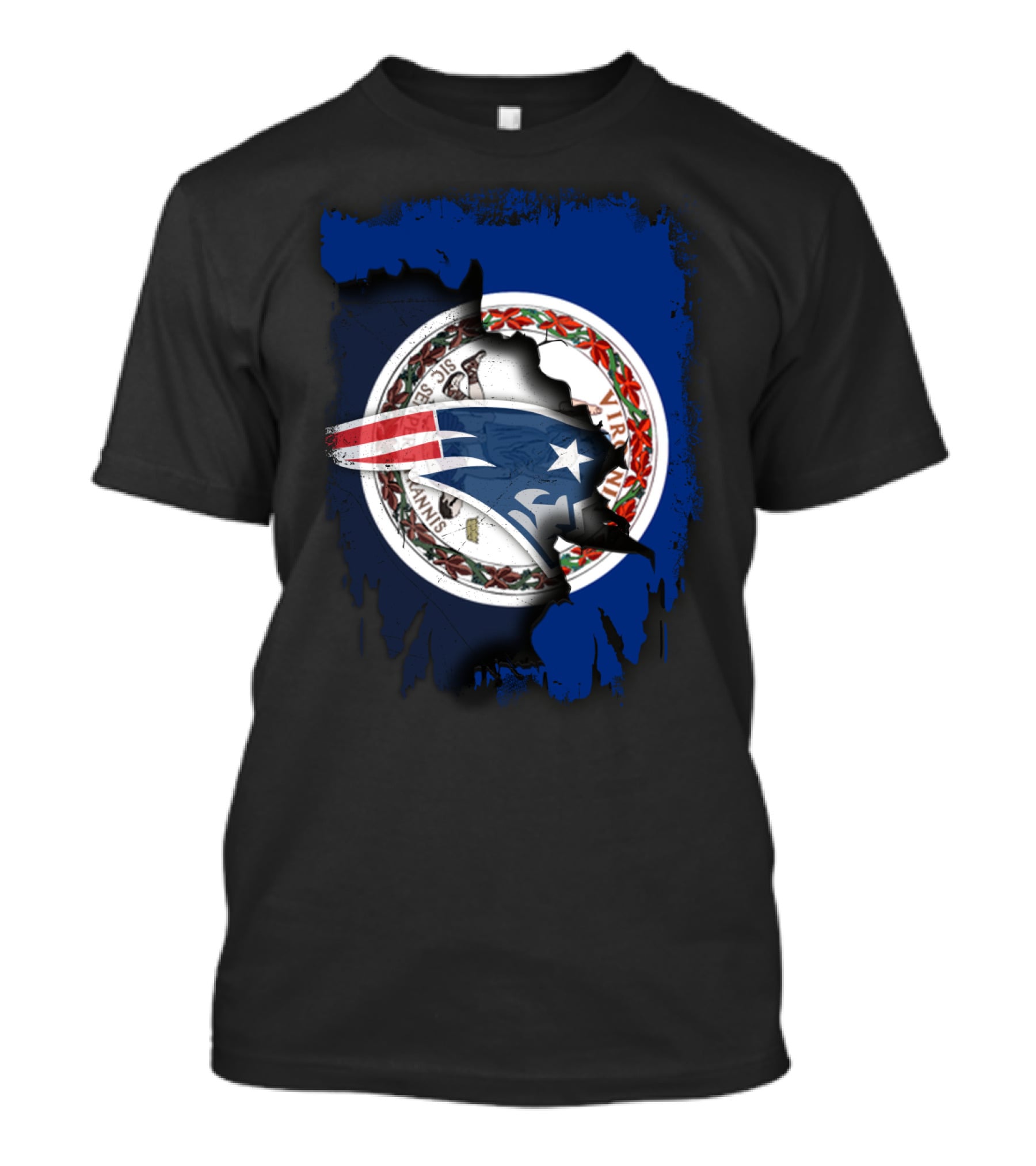 Virginia State Seal With Patriots Football Symbol Together T-Shirt