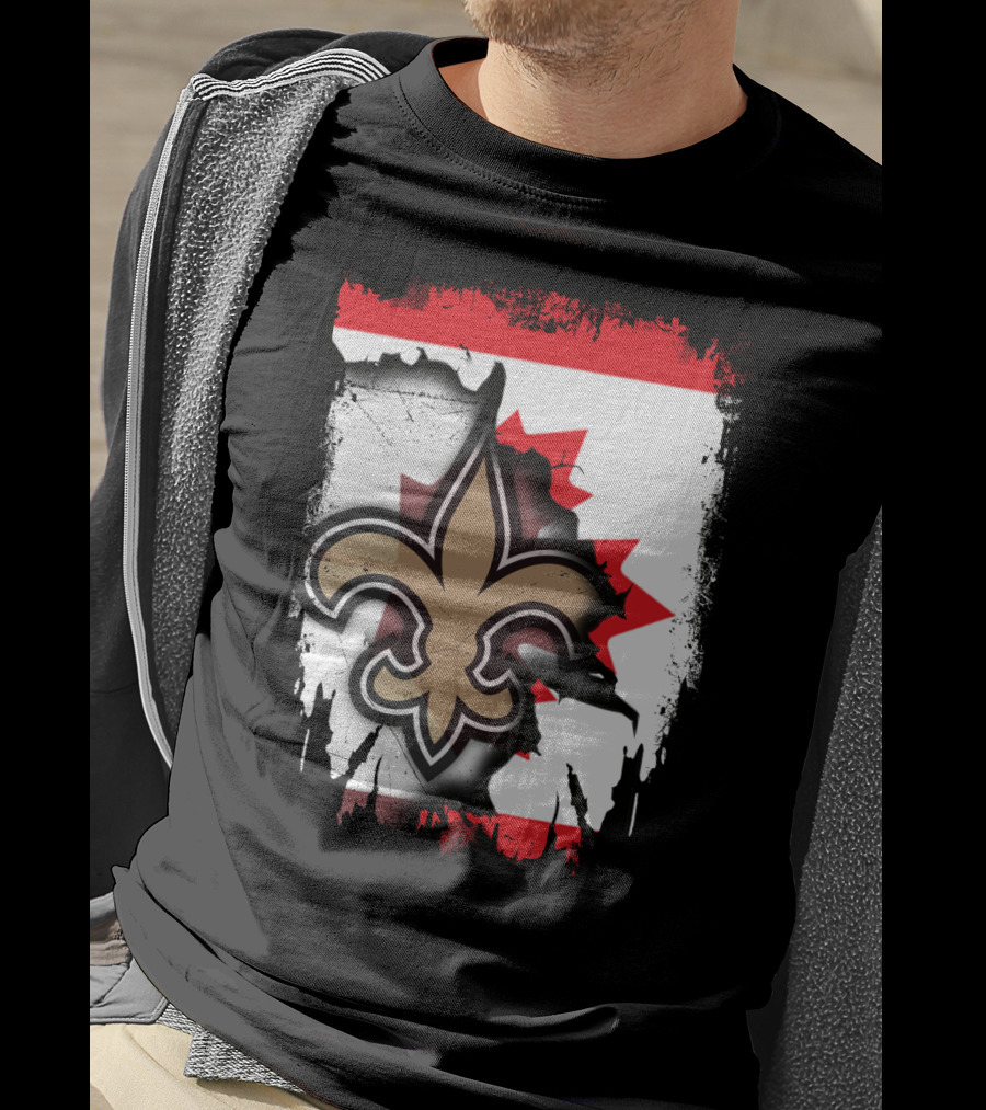 Canada Saints Maple Leaf Burst Fleur-de-lis T-Shirt