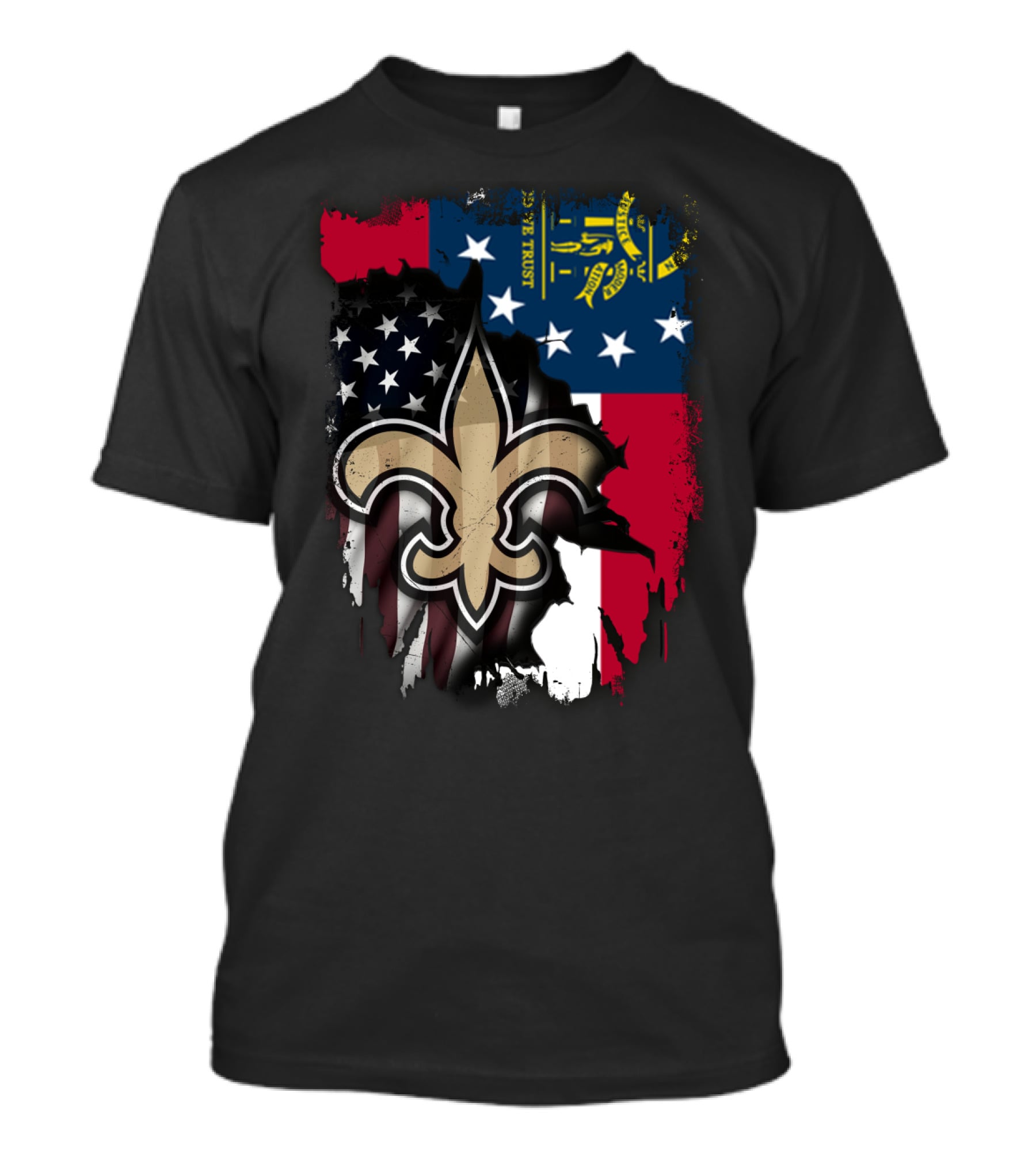 Together Georgia Saints With Stars And Stripes Fleur-de-Lis T-Shirt