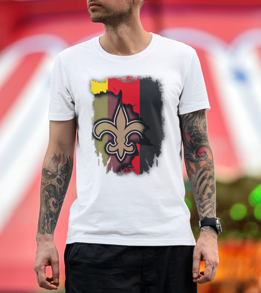 Germany Colors with Saints Fleur-de-Lis Emblem T-Shirt